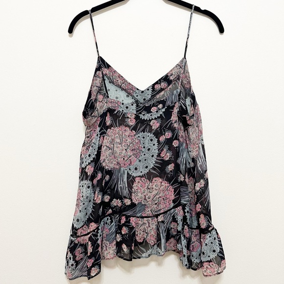 LoveShackFancy Silk Floral Spaghetti Strap Y2K Babydoll Top Size Small - Picture 2 of 10